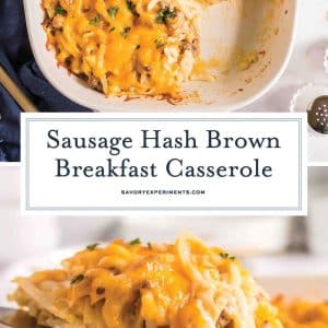 collage of hash brown breakfast casserole for pinterest