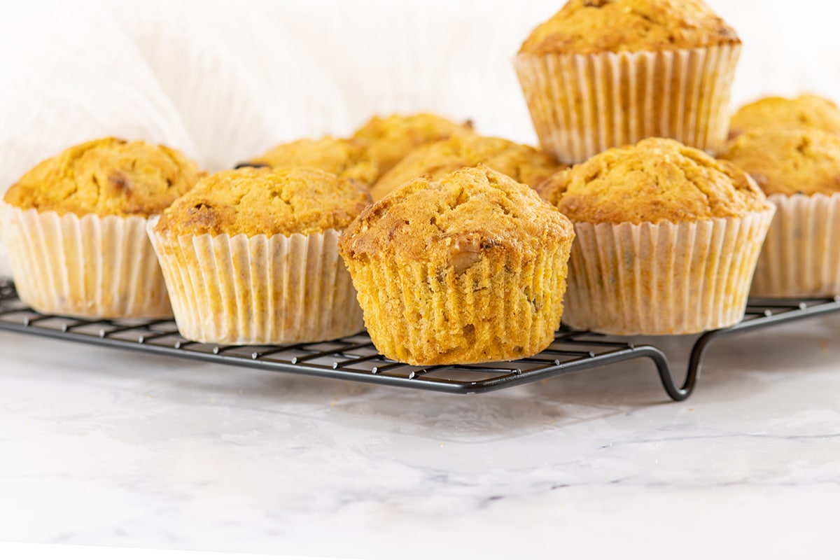 carrot muffins on a cooling rack