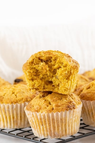 cite taken out of carrot muffin on cooling rack