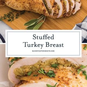 collage of stuffed turkey breast for pinterest