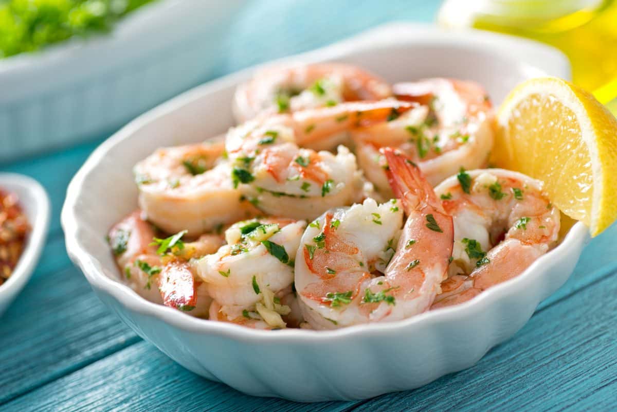 cooked shrimp in a bowl