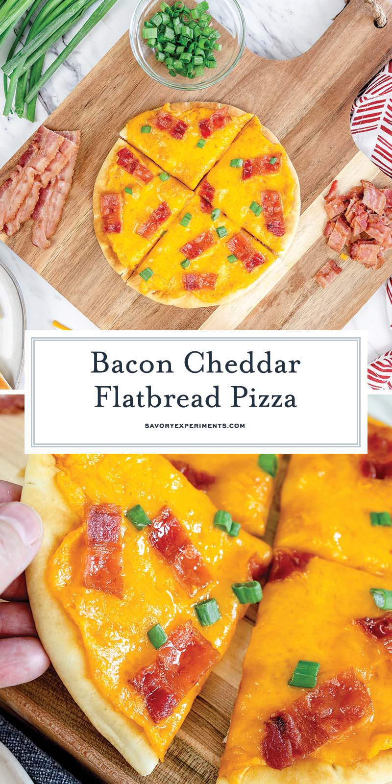 collage of bacon cheddar flatbread for pinterest