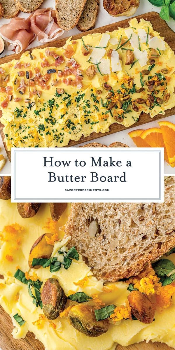 collage of butter boards with bread