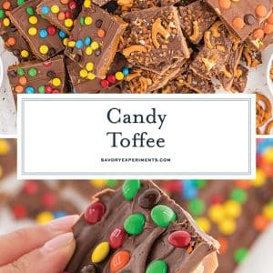 collage of candy toffee for pinterest