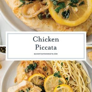 collage of chicken piccata images