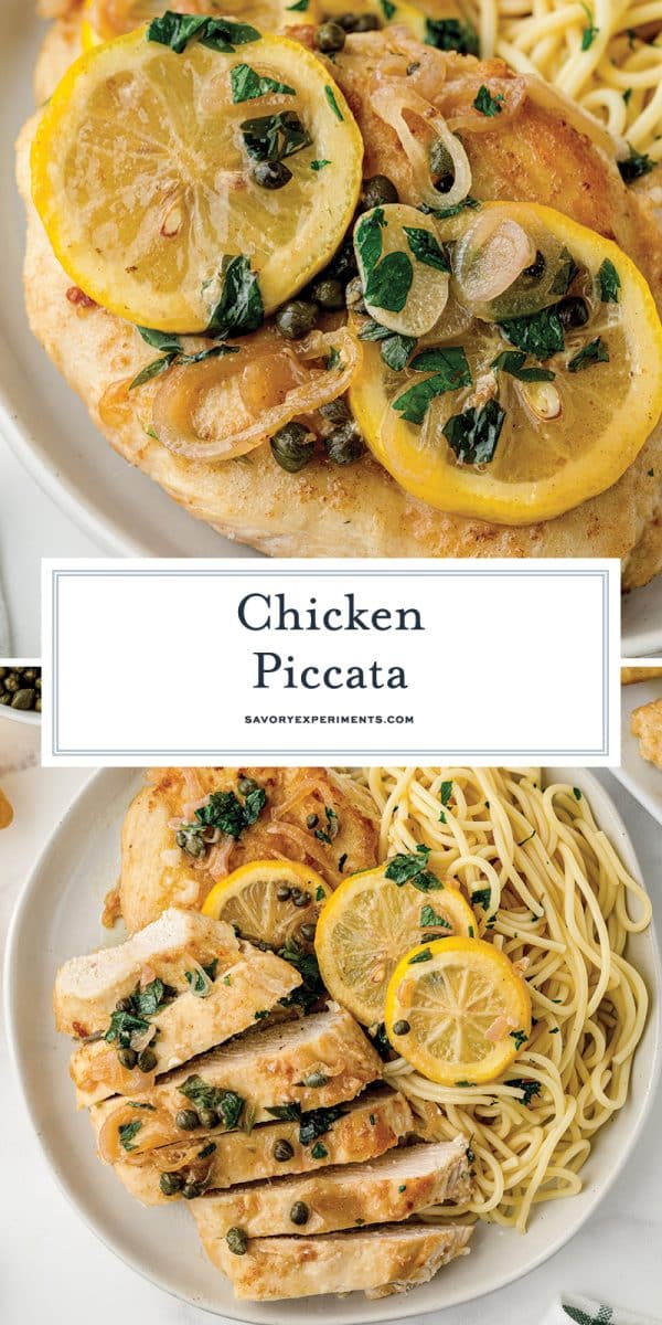collage of chicken piccata images