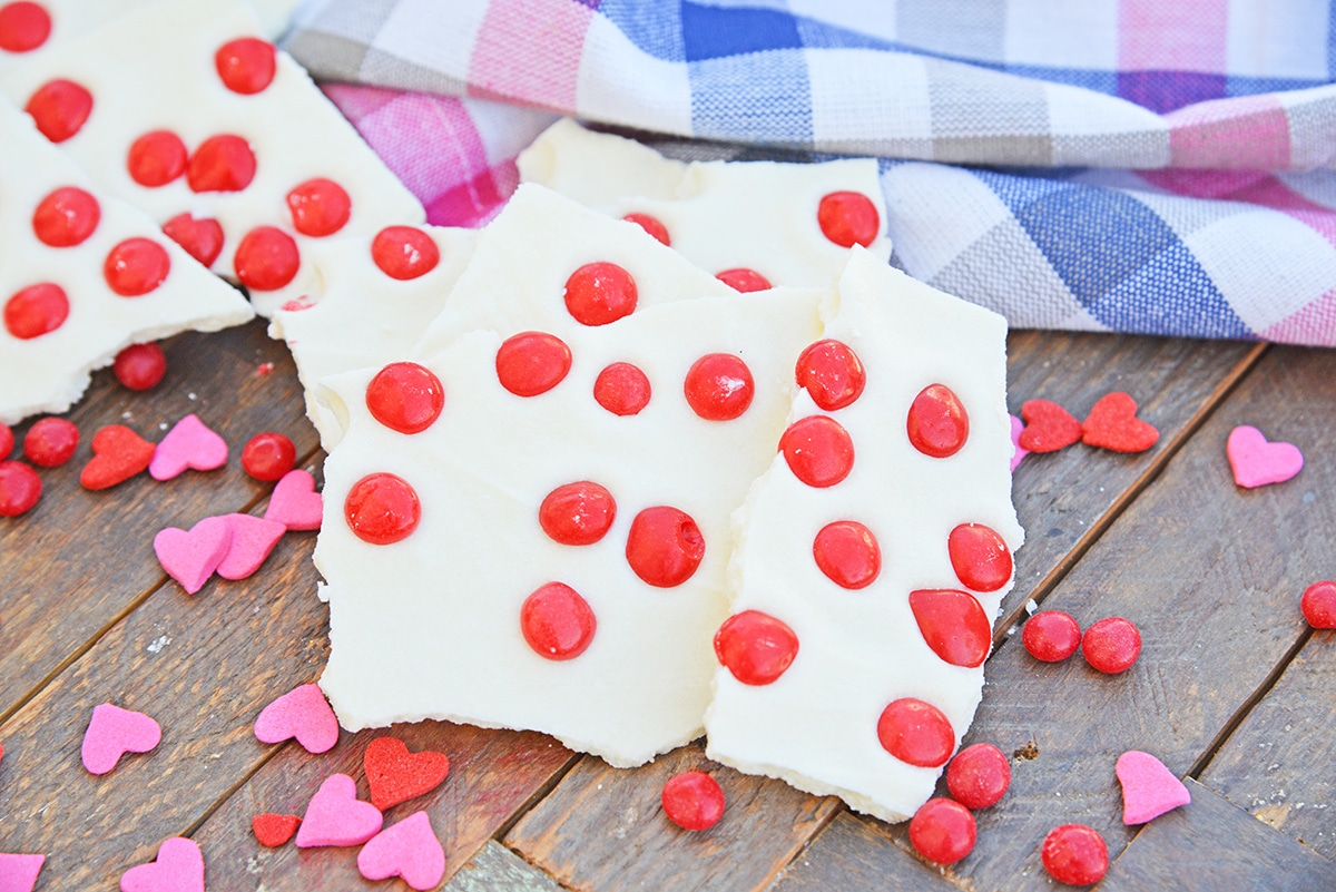 cinnamon bark with valentine's sprinkles