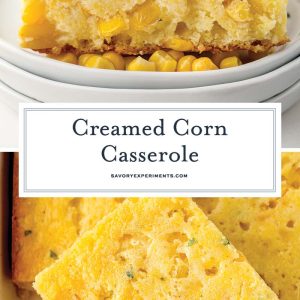 collage of creamed corn casserole for pinterest