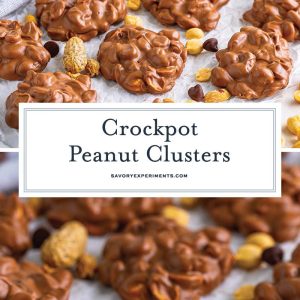 collage of crockpot peanut clusters for pinterest