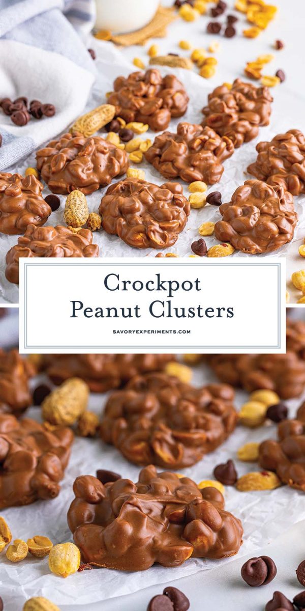 collage of crockpot peanut clusters for pinterest