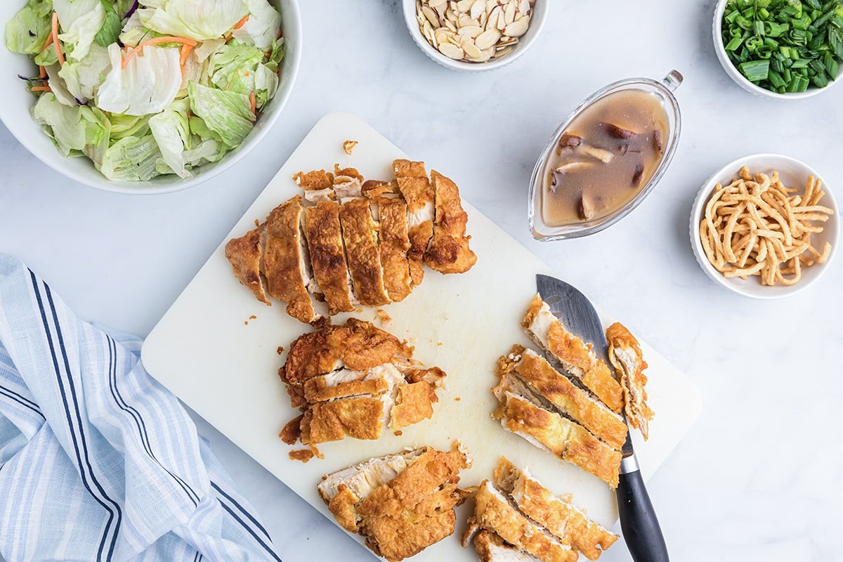 chopped chicken on a cutting board