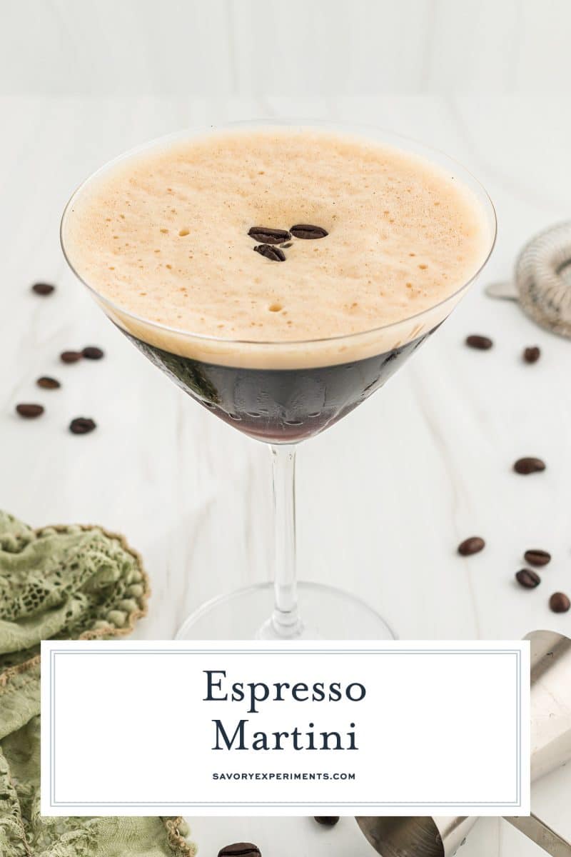 espresso martini with text overlay for pinterest