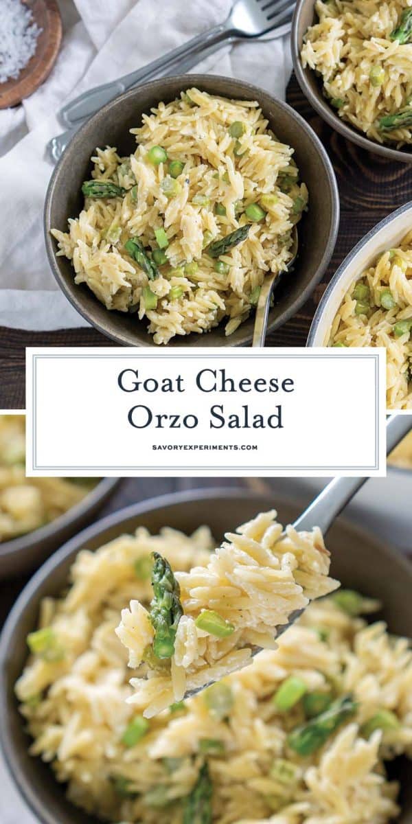 collage of orzo salad for pinterest