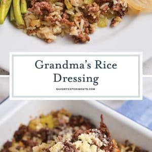 collage of rice dressing for pinterest