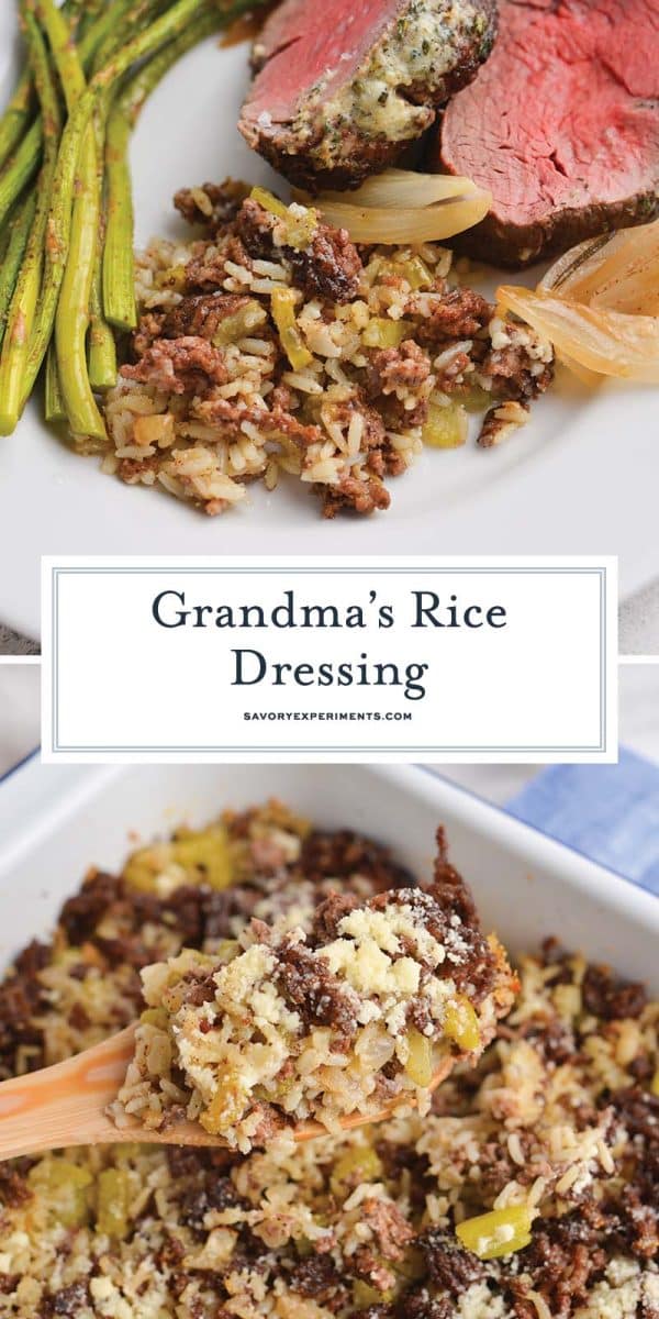 collage of rice dressing for pinterest