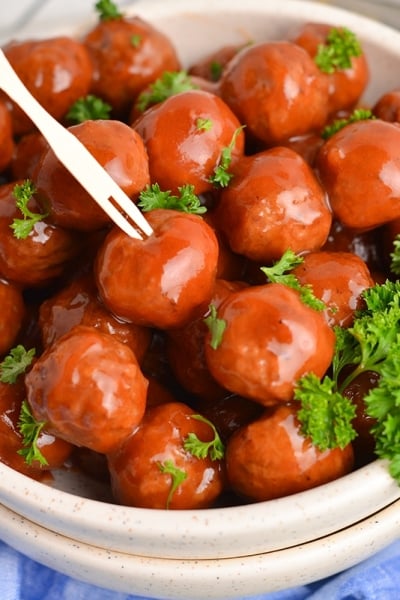 wooden toothpick in a cocktail meatball