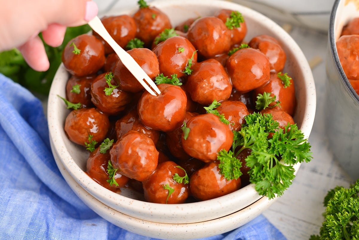 wooden toothpick in a cocktail meatball