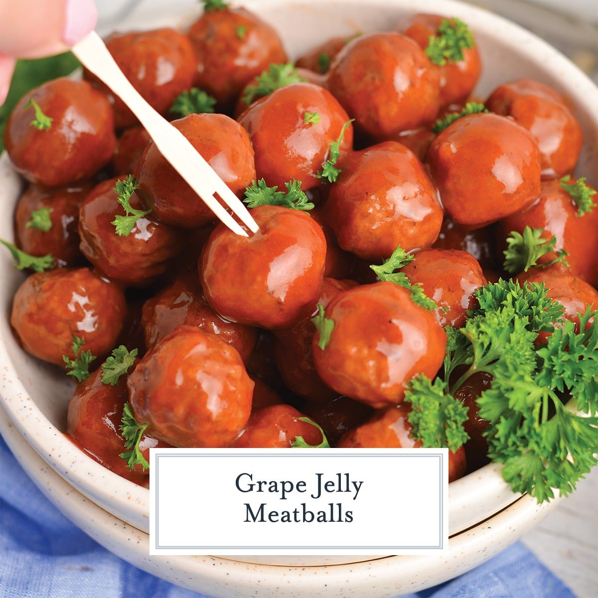 grape jelly meatballs recipe with text overlay