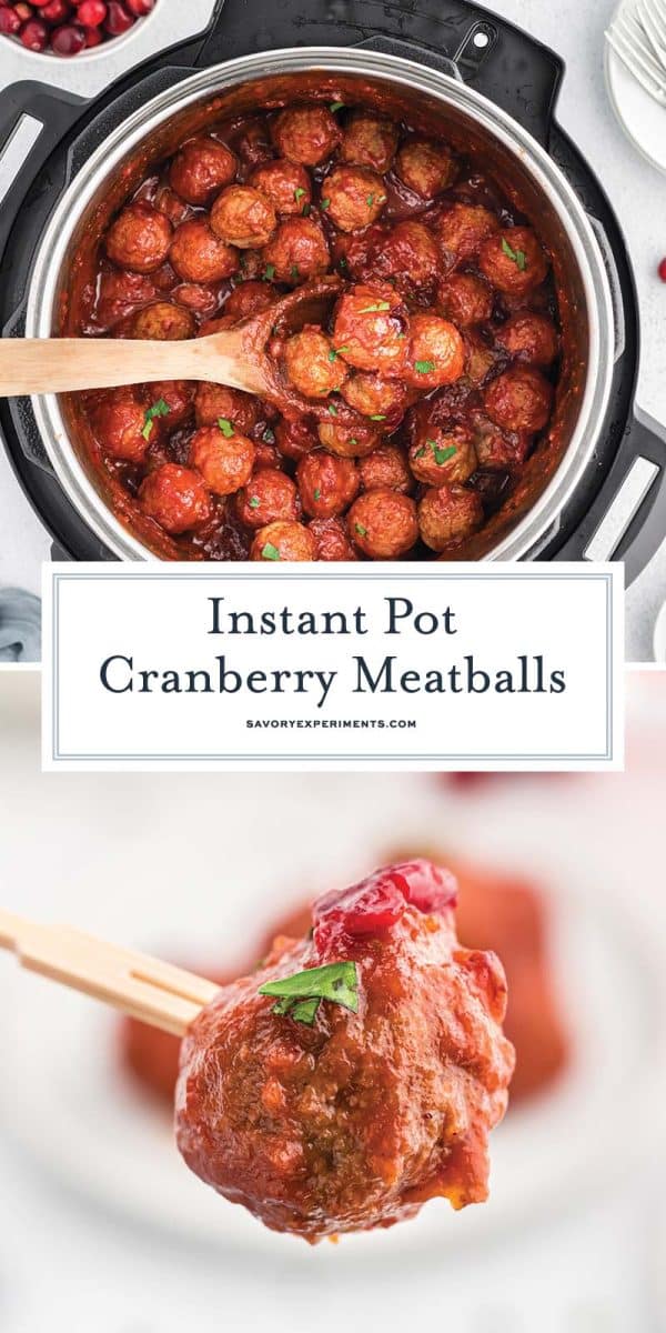 collage of cranberry meatballs for pinterest