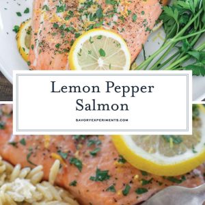 collage of lemon pepper salmon images