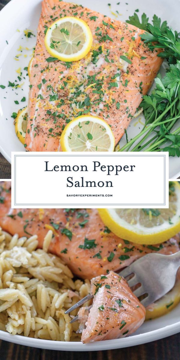 collage of lemon pepper salmon images