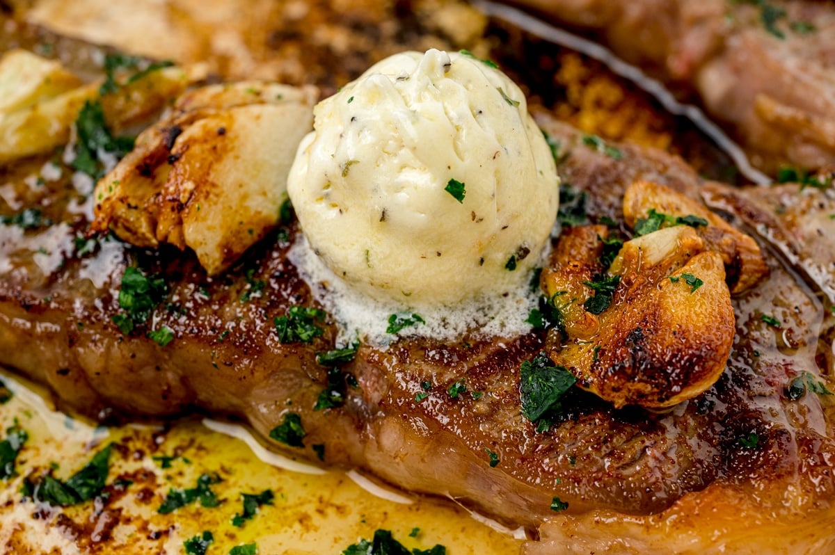 ball of butter on top of a steak