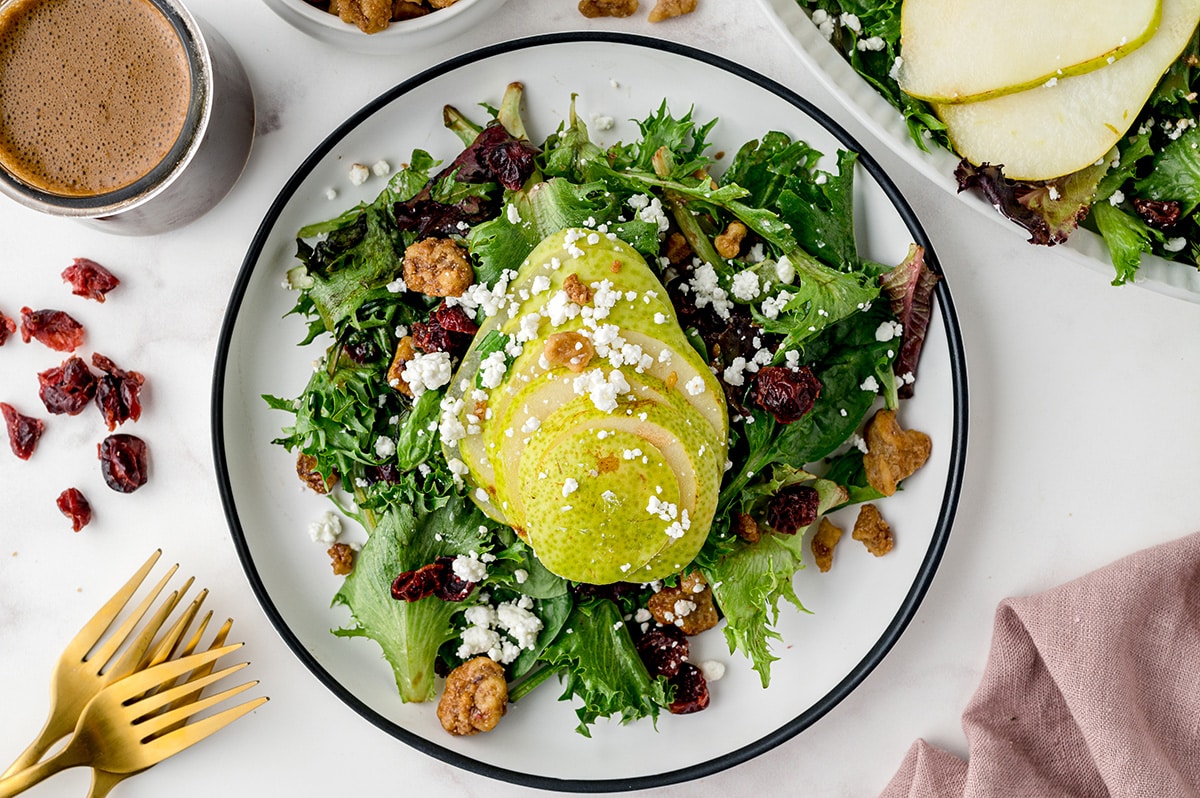 pear salad on a plate