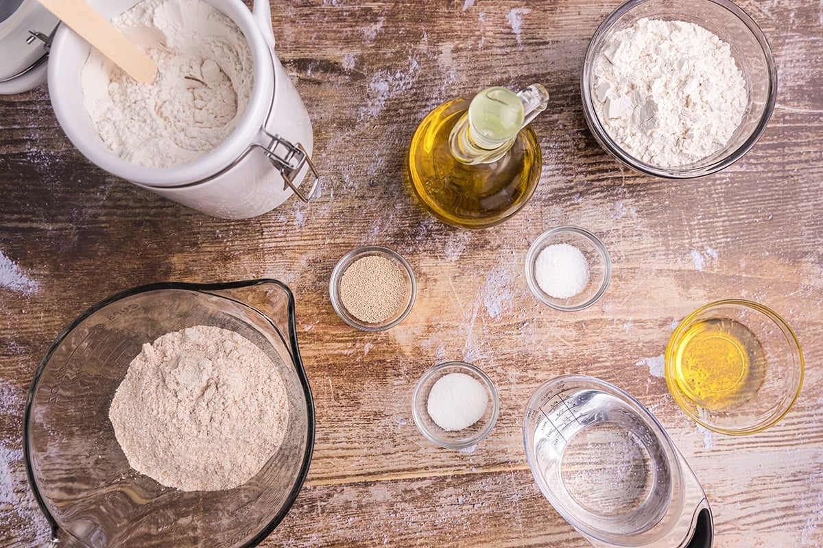 ingredients for making pita bread