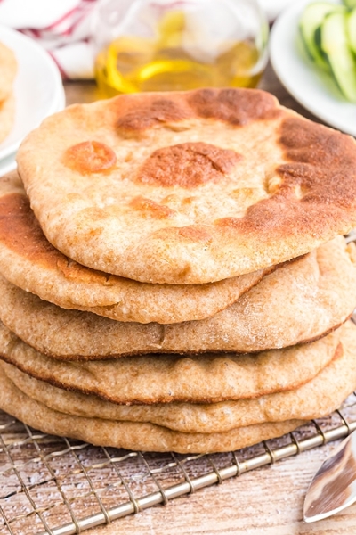 stack of homemade pita bread