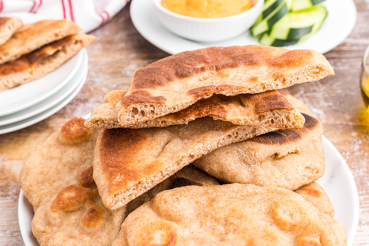 sliced pita bread in a pile