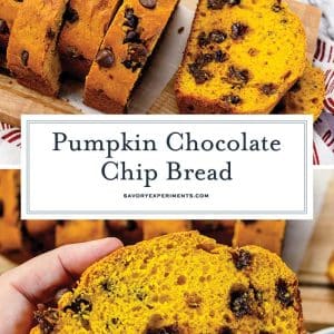 collage of pumpkin chocolate chip bread for pinterest