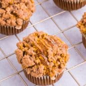 pumpkin muffins on a cooling rack