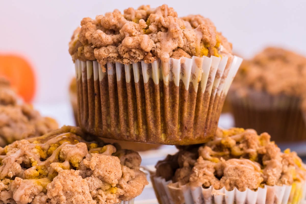 stack of pumpkin muffins