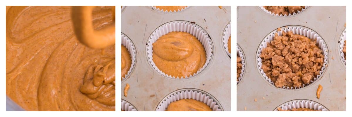 collage of how to make pumpkin muffins