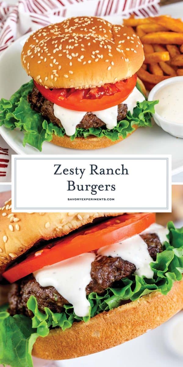 collage of ranch burgers for pinterest