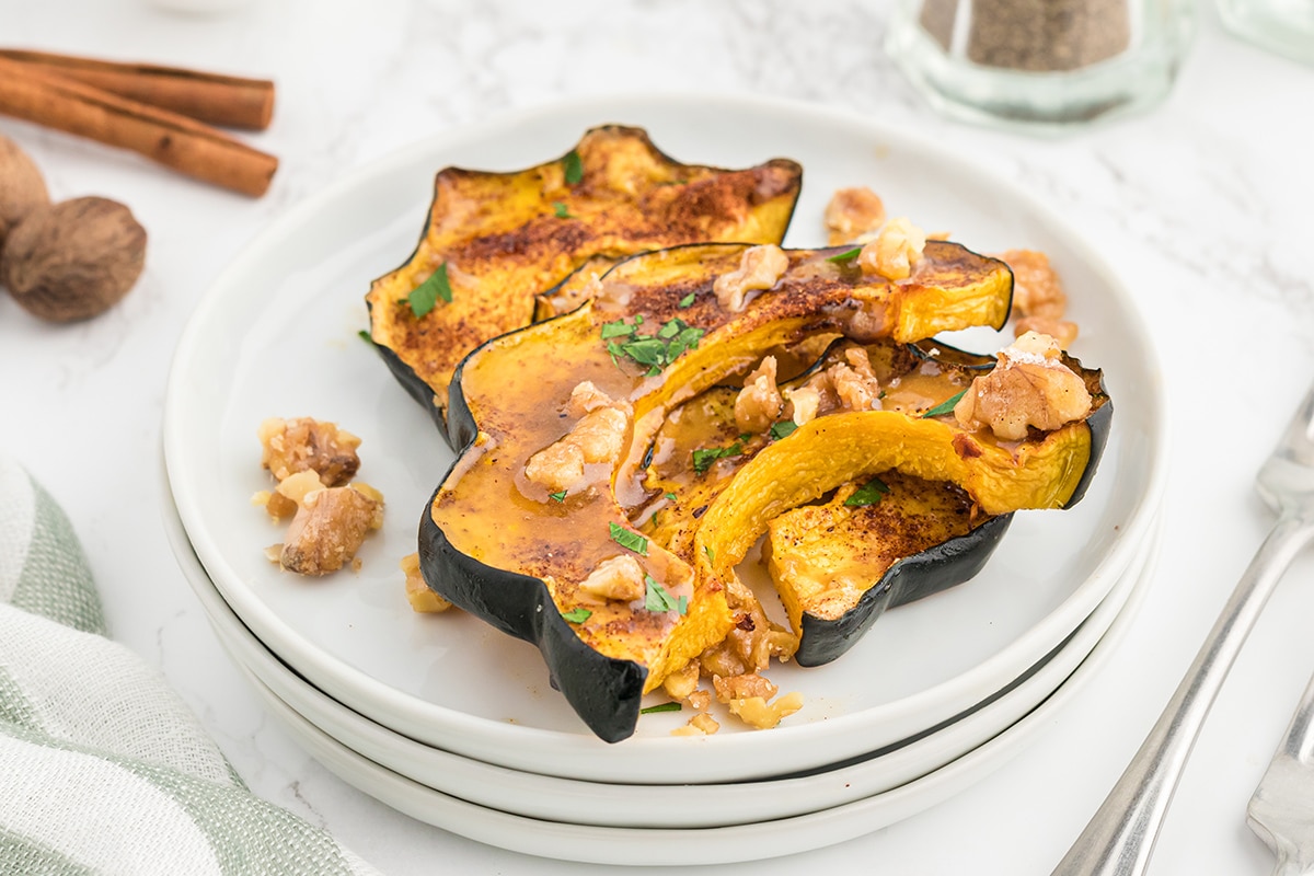 acorn squash slices on an individual platter