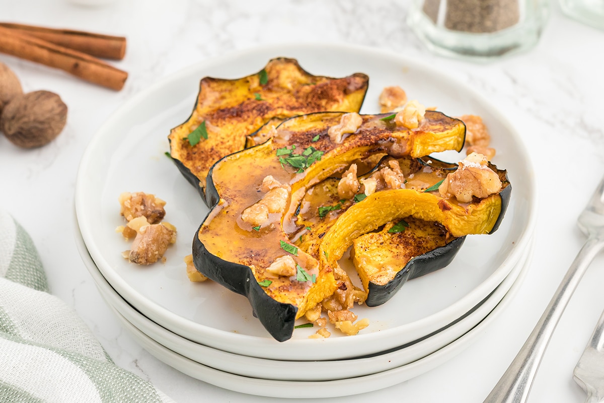 acorn squash slices on an individual platter