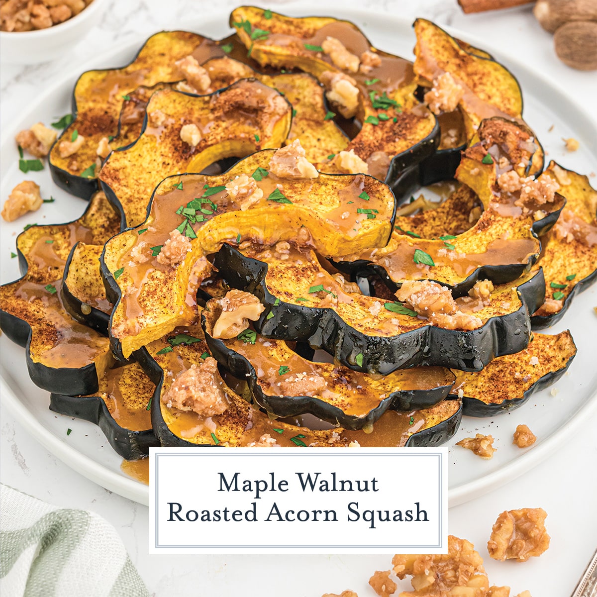 maple walnut acorn squash with text overlay
