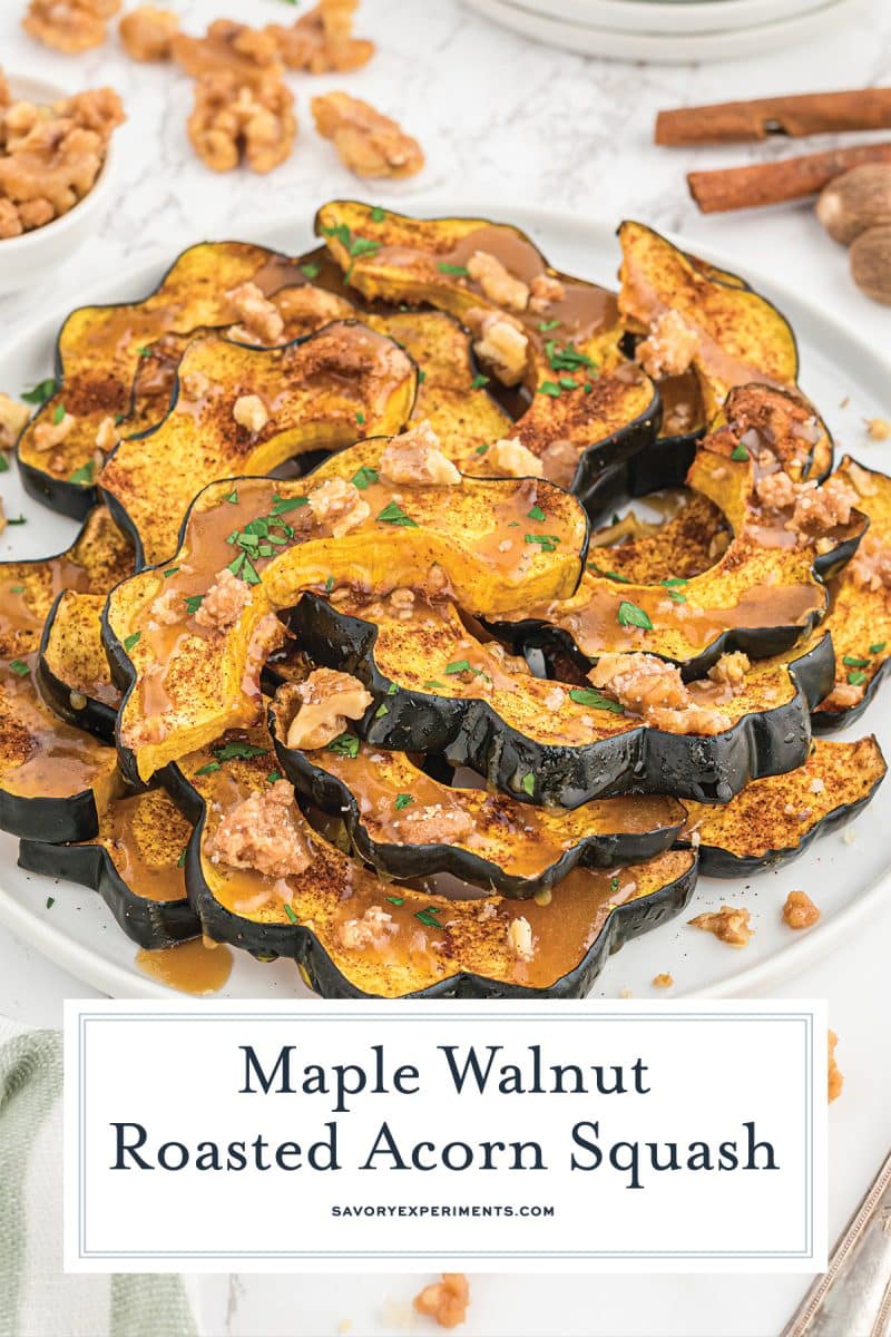 angle view of acorn squash recipe for pinterest