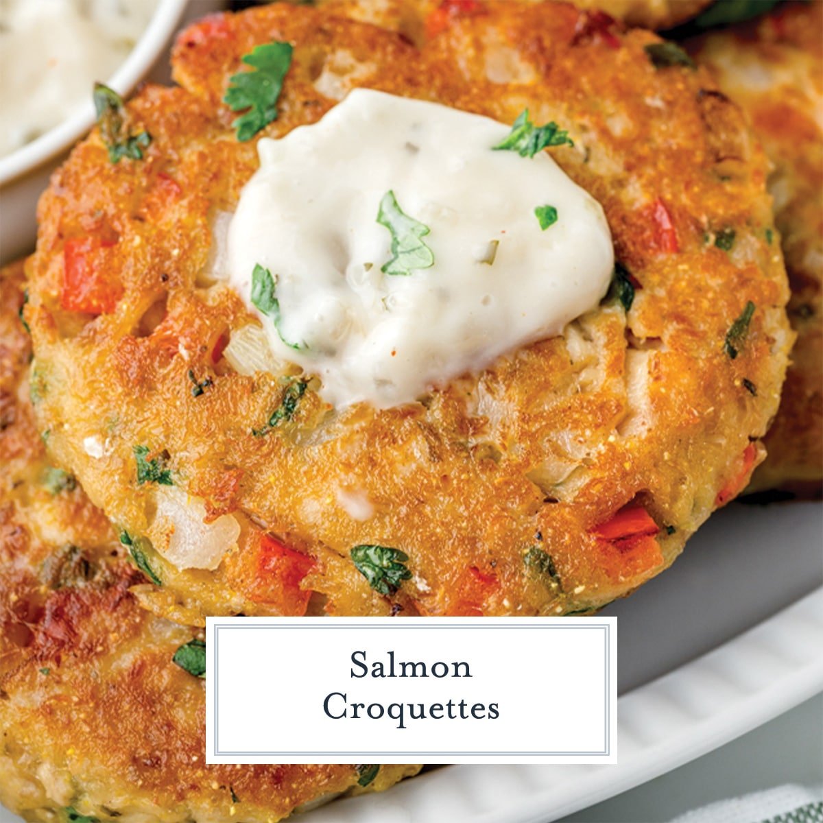 close up of salmon croquettes