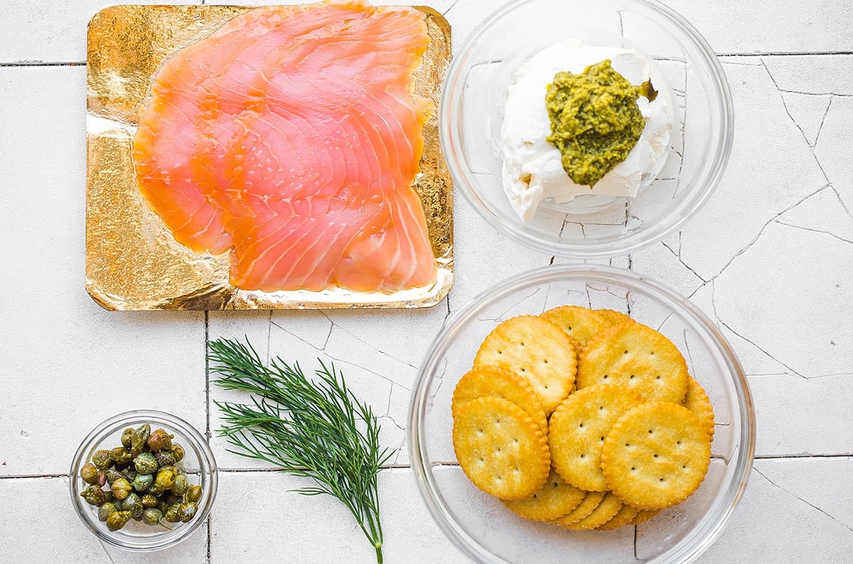 ingredients for smoked salmon appetizer