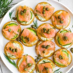 serving platter of smoked salmon bites