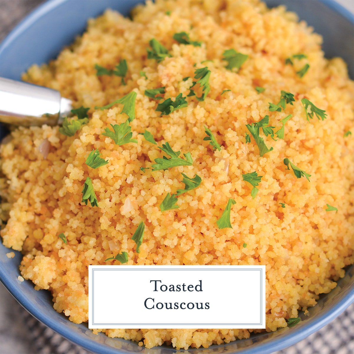toasted couscous recipe with text overlay