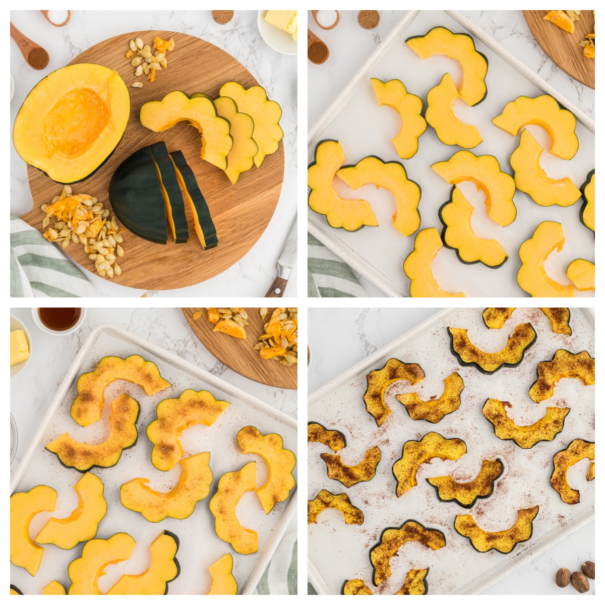 step by step images of how to roast acorn squash