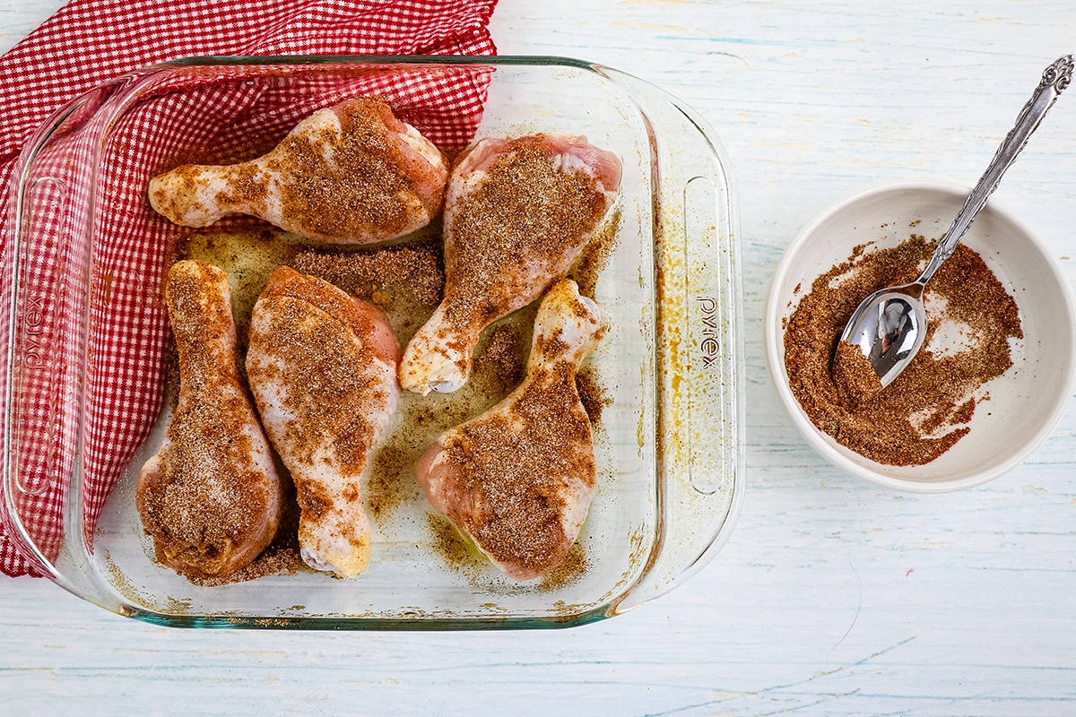 chicken drumsticks coated in seasoning