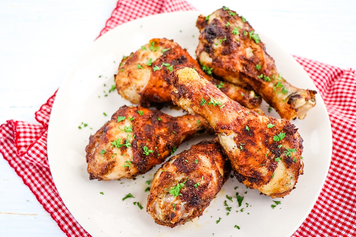 air fryer drumsticks on plate