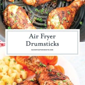 collage of air fryer drumsticks for pinterest