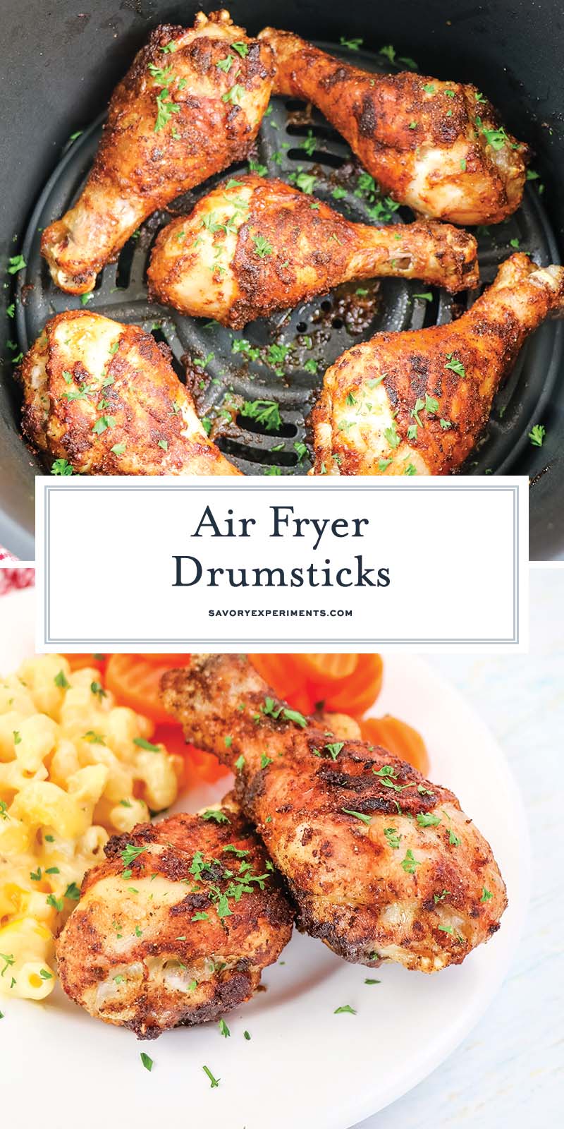 collage of air fryer drumsticks for pinterest