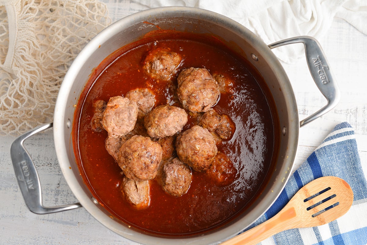 cooked meatballs in a bbq sauce