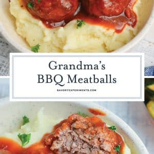 collage of bbq meatballs for dinner